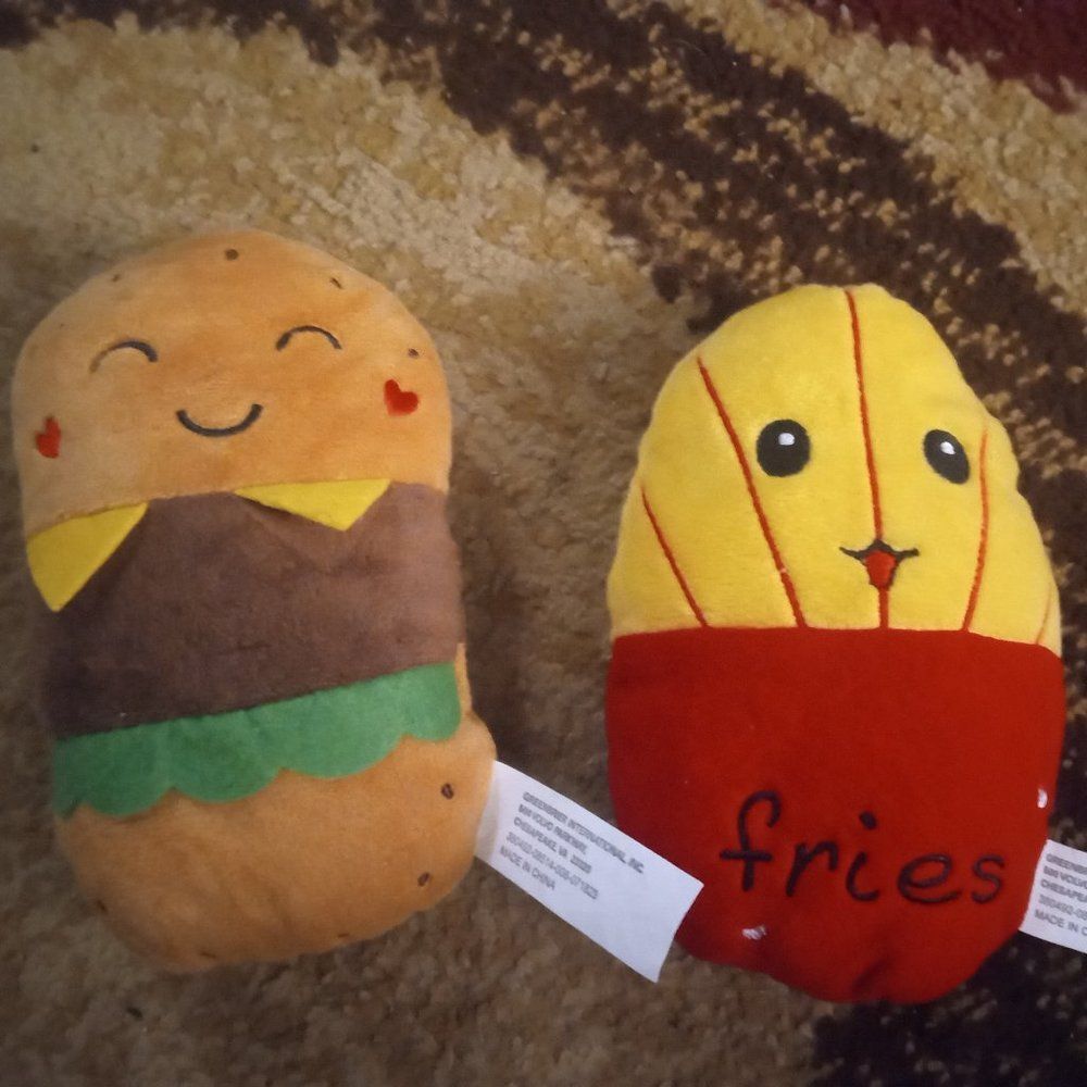 2 Squishmallow Plushies Floyd Red French Fries and Hamburger